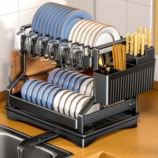 Decorbites™ Küchen-Geschirrabtropfer & Aufbewahrungsregal - Arbeitsplatten-Organizer für Geschirr