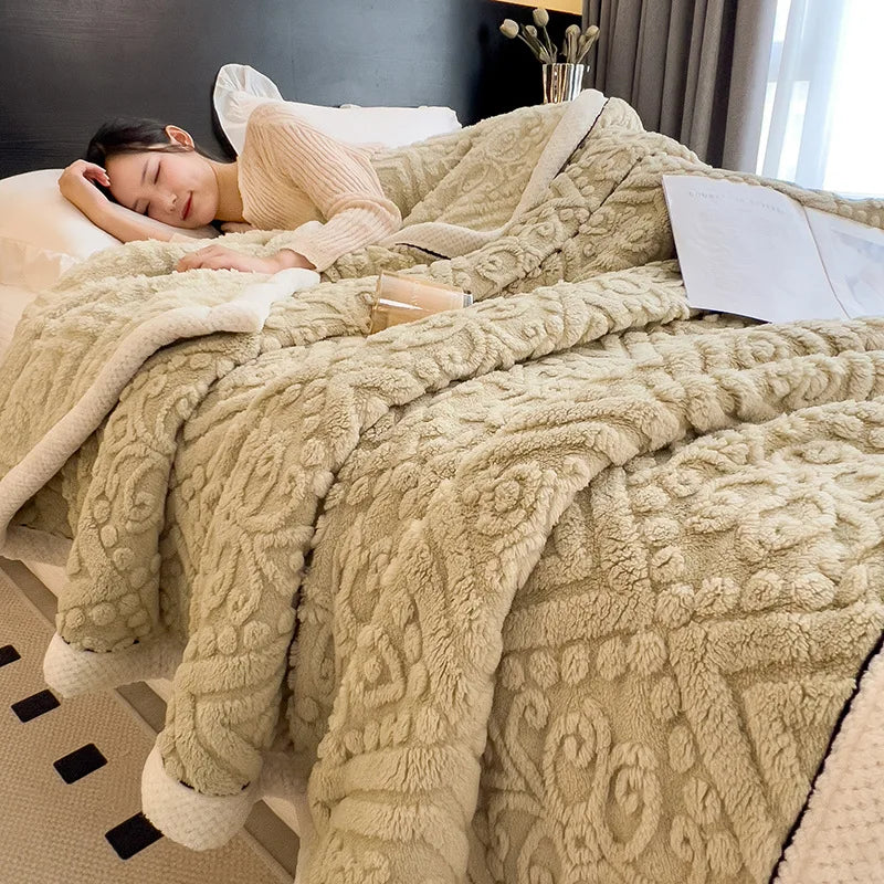 Decorbites™ Korallen-Fleece-Wärmedecke: Gemütliche Verdickte Winter-Bettdecke