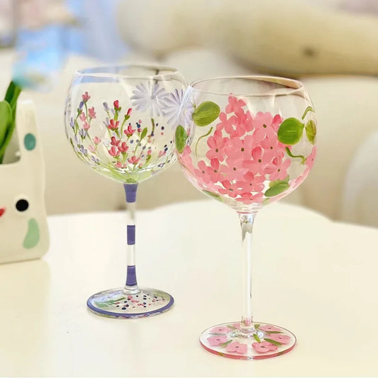 Decorbites™ Kristall-Handbemalter Blumen-Weinkelch - Chinesisches Antikes Rotweinglas