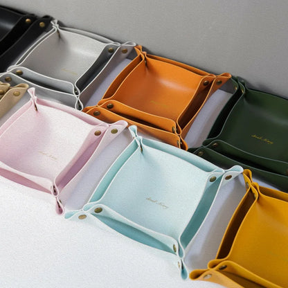 Decorbites™ Leder-Desktop-Organizer-Tablett: Aufbewahrung für Kosmetik, Schmuck, Schlüsselhalter für Zuhause/Büro