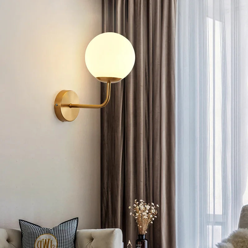 Decorbites™ Glasball-LED-Wandleuchte: Gold Nordisch Minimalistische Wandlampen Beleuchtung Schlafzimmer-Dekor-Armaturen