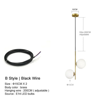 DecorBites™ Glass Ball LED Chandelier: Nordic Modern Pendant Light for Dining Room and Bedroom