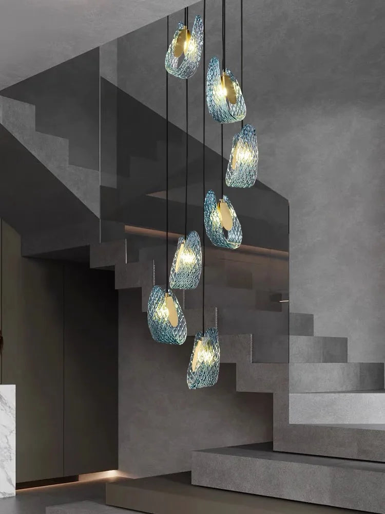 Decorbites™ LED Art-Deco-Blaupfau-Blätter-Kupfer-Deckenleuchter für das Wohnzimmer