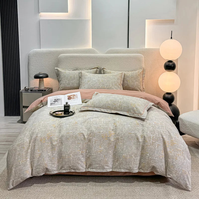 DecorBites™ Brushed Cotton Printed Duvet Cover Set - Single/Double Bed Bedclothes