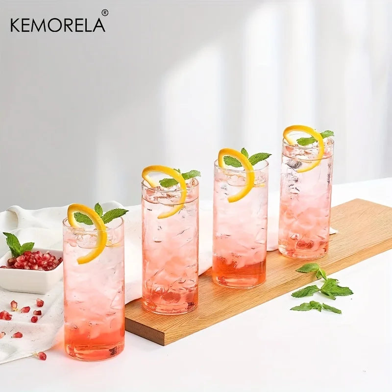 Decorbites™ 4-teiliges Set klare Glas-Tumbler-Becher mit Bambusdeckeln und Strohhalmen - 600 ml