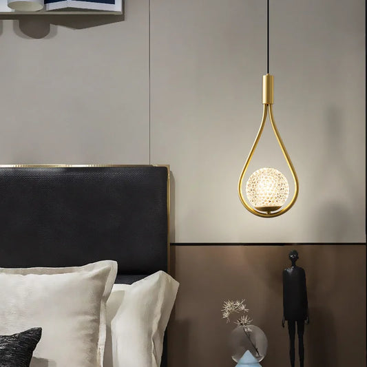 Decorbites™ Gold-Eisen-Hängeleuchte mit Glas-Kugeln für Schlafzimmerbeleuchtung