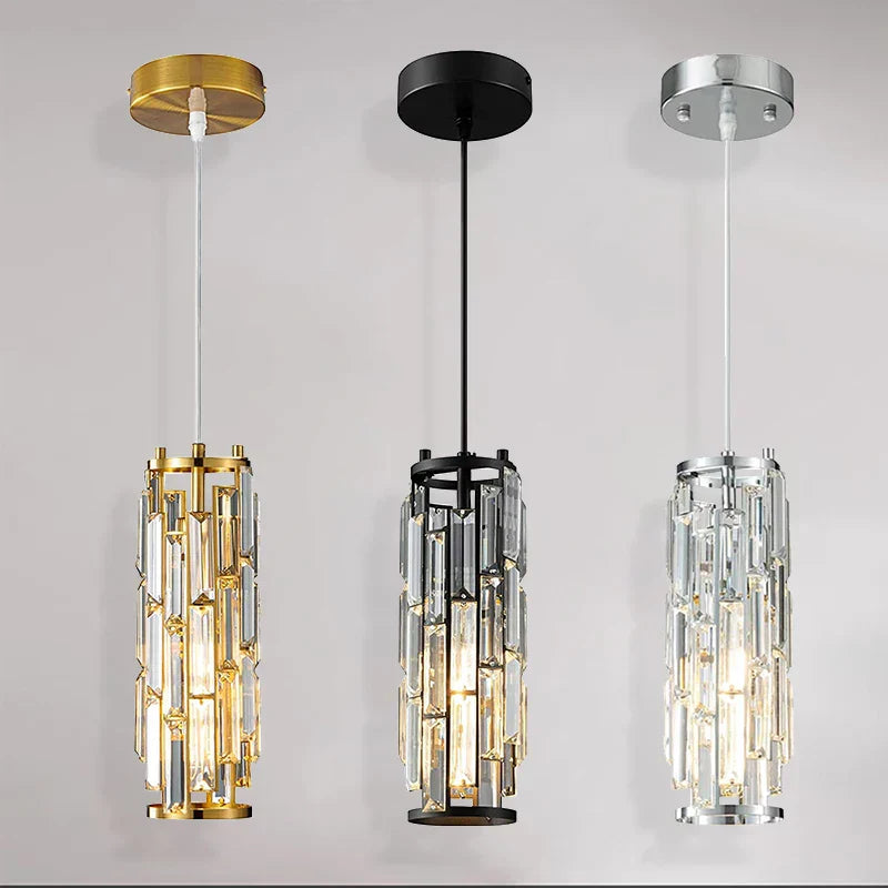 Gold Crystal Pendant Light L76cm Shimmering