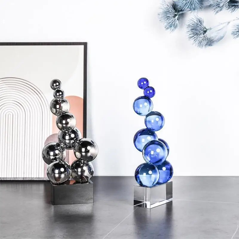 Decorbites™ Geometrische Kristallskulptur Silberkugel Wohnaccessoire Figur