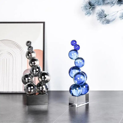 Decorbites™ Geometrische Kristallskulptur Silberkugel Wohnaccessoire Figur