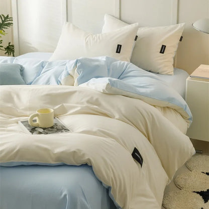 Decorbites™ beidseitiges farbabstimmendes Baumwoll-Bettwäsche-Set für Erwachsene