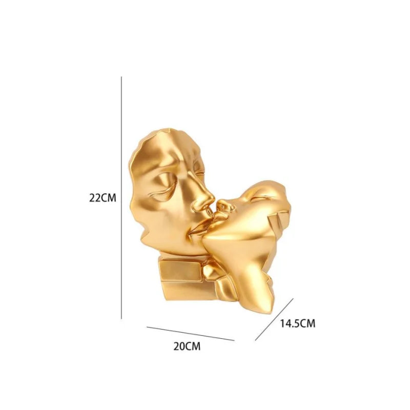 Decorbites™ Abstrakte Gold-Kopf-Paar-Skulptur, Hochzeitsgeschenke & Wohnraumdekoration