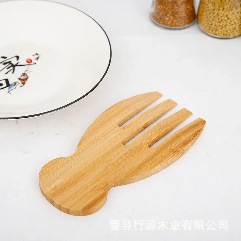 Decorbites™ Bambus-Salatbesteck-Set mit Händen und Löffel für Küchengeräte