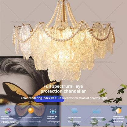 DecorBites™ Cream Crystal Chandelier: French Light Luxury for Living Room, Bedroom, Dining Room