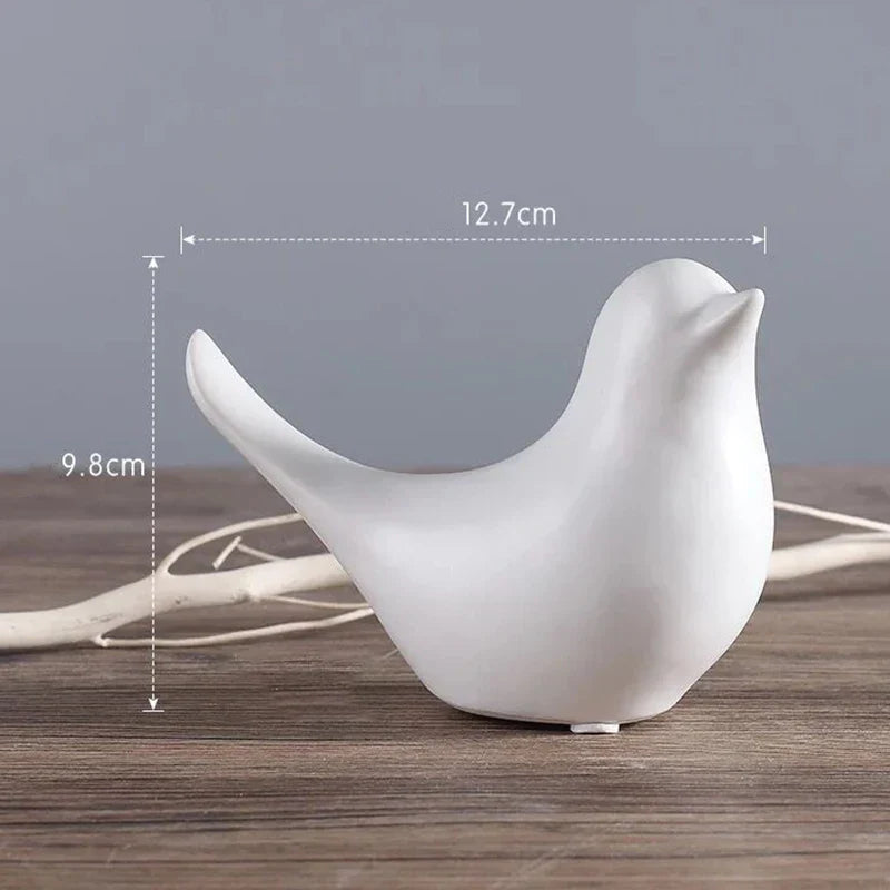 DecorBites™ Bird Figurine Set Nordic Ceramic Black White Table Sculptural Ornament