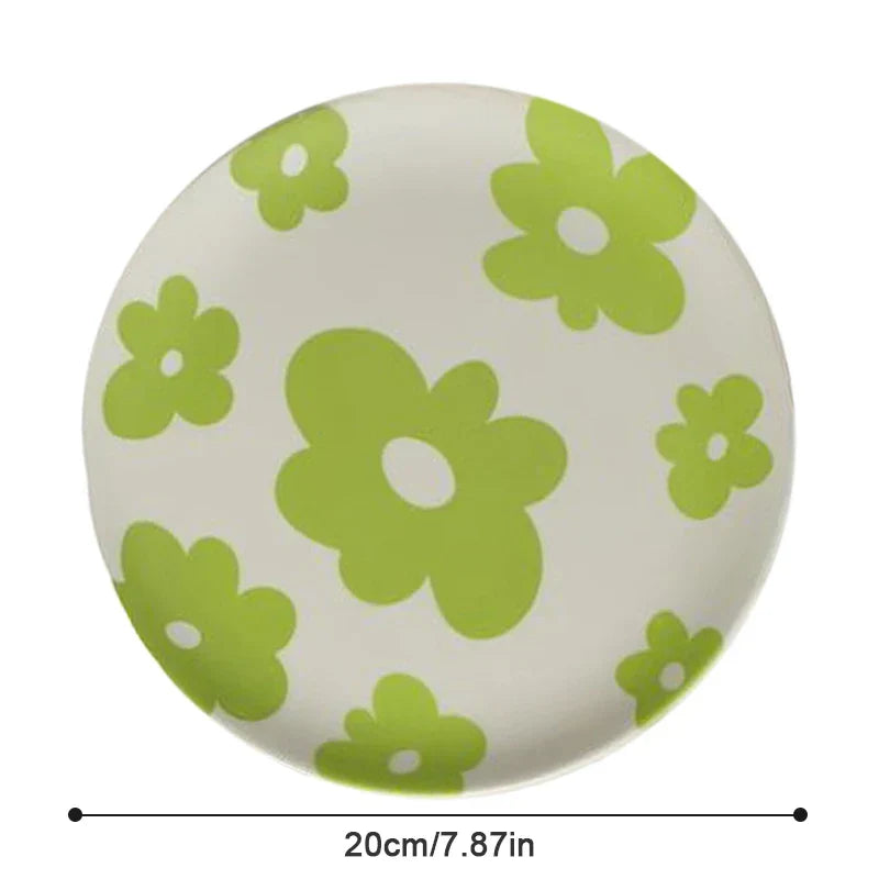 Decorbites™ Koreanischer Stil Rundes Essensgeschirr aus Bambusfaser für Desserts, Früchte und Kuchen