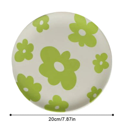 Decorbites™ Koreanischer Stil Rundes Essensgeschirr aus Bambusfaser für Desserts, Früchte und Kuchen