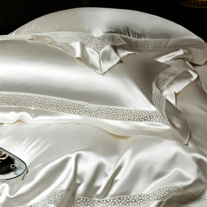 Decorbites™ Französisches Hohlfaser-Luxus-Bettwäsche-Set mit Lyocell-Baumwoll-Bettbezug, Laken und Kissenbezügen