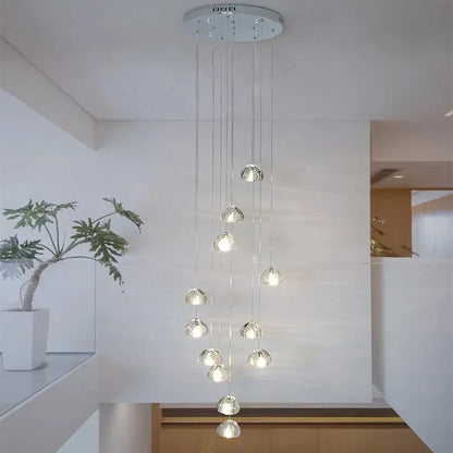 Decorbites™ Kristall-Wassertropfen-Kronleuchter: Moderne LED-Treppen-Hängeleuchte – Luxuriöse Kugel-Hängelampe