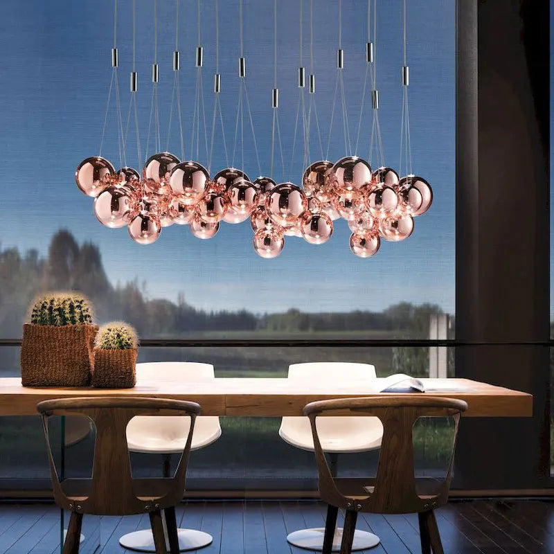 DecorBites™ Glass Ball Pendant Lamp: Modern Kitchen Dining Room Hanging Light.