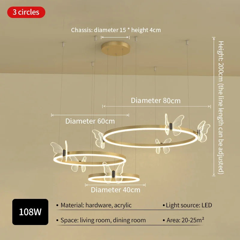 Gold Butterfly Crystal Chandelier For Living Room