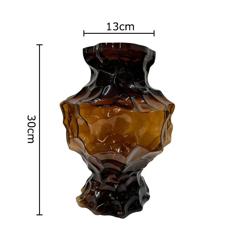 DecorBites™ Irregular Glass Vase: Desk Decor, Flower Arrangement, Aesthetic Room Pot