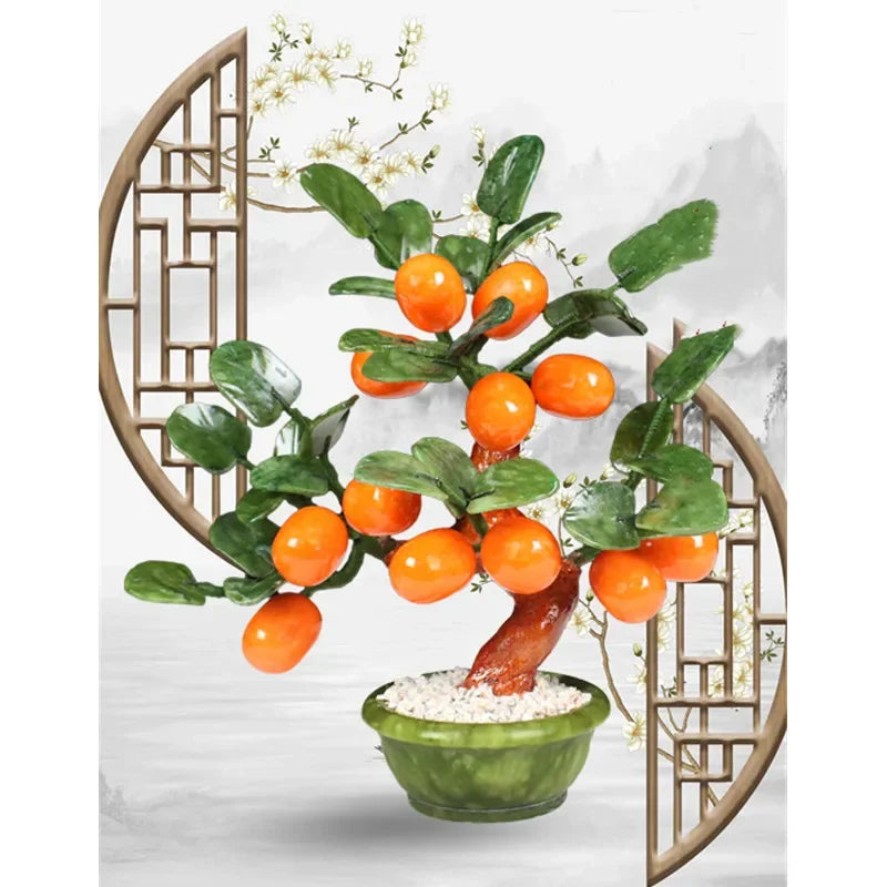 Decorbites™ Jade Kumquat Mandarinenbaum Bonsai: Handgefertigte chinesische Dekorationsornamente