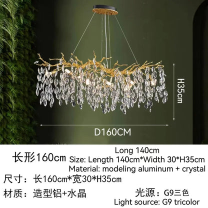Decorbites™ Golden Crystal Tree Deckenleuchter, Luxuriöse Aluminium-Kunstarmatur