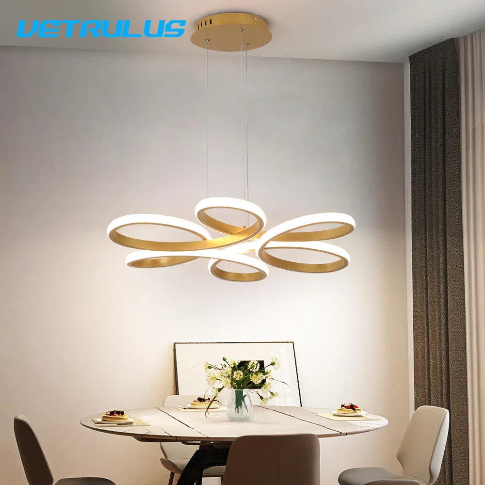 Gold Acrylic Floral Petal Pendant Light