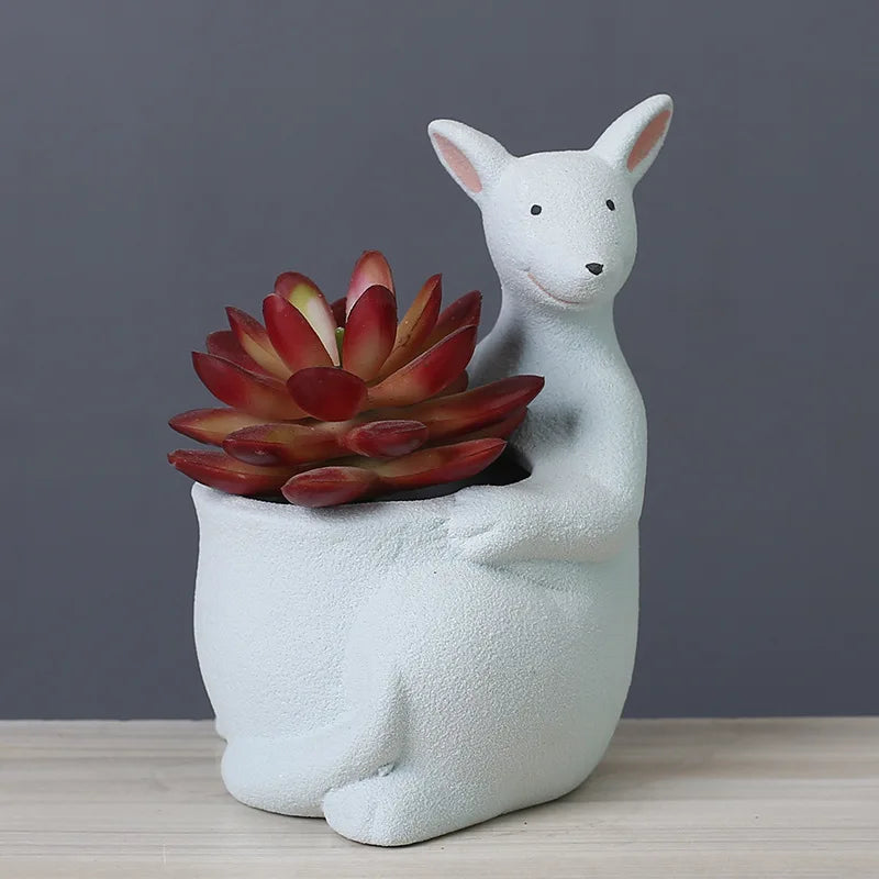 Decorbites™ Känguru-Cartoon-Keramik-Blumentopf-Vase für Kakteen, Sukkulenten und Pflanzen