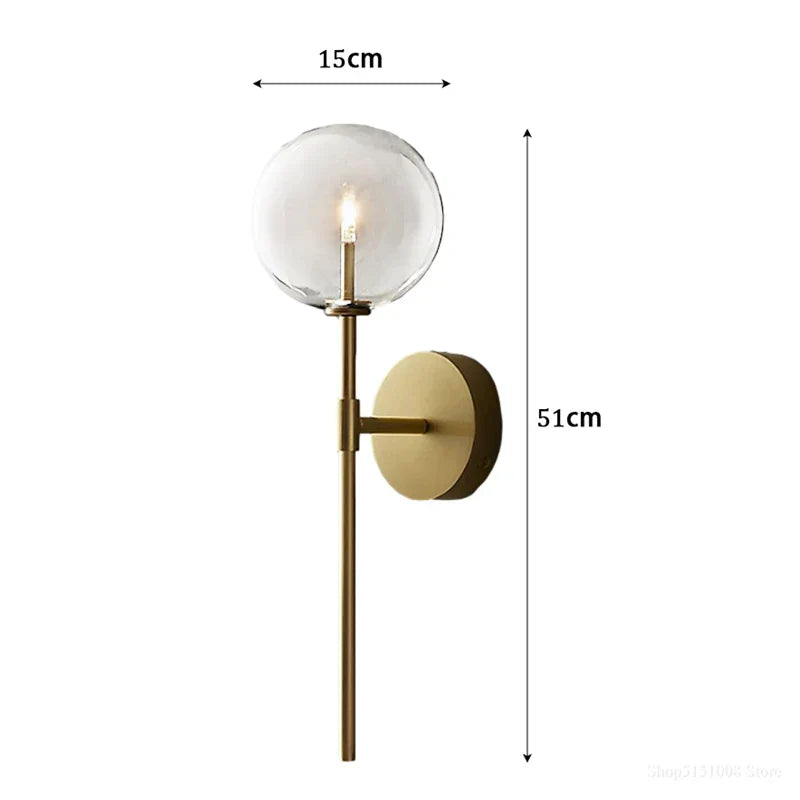 Decorbites™ Klare Glasballen Lange Wandlampe - Retro-Stil für Wohnzimmer, Schlafzimmer, Küche
