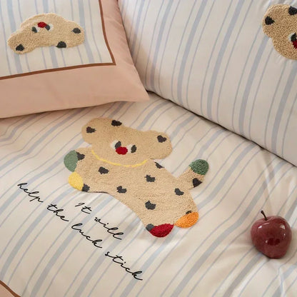 DecorBites™ Cotton Embroidered King Queen Bedding Set with High-Quality Duvet Cover Pillowcases