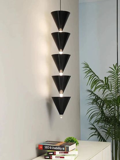 DecorBites™ Cream Bedroom Chandelier: Minimalist Cone Design, Long Line Branches
