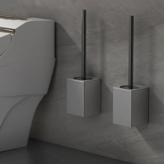 Decorbites™ Schwarzes Aluminium-Toilettenbürstenhalter-Set mit Scheuerbürste