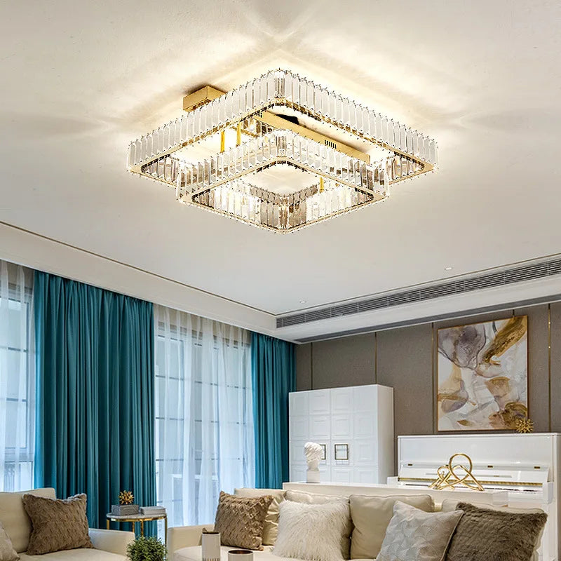 DecorBites™ Crystal Ceiling Chandelier Dimmable LED Lights for Luxury Foyers and Bedrooms