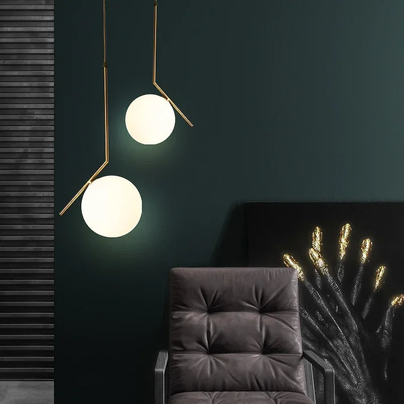DecorBites™ Glass Ball Pendant Light Fixture Modern Hanging Lamp for Bedroom Dining Room
