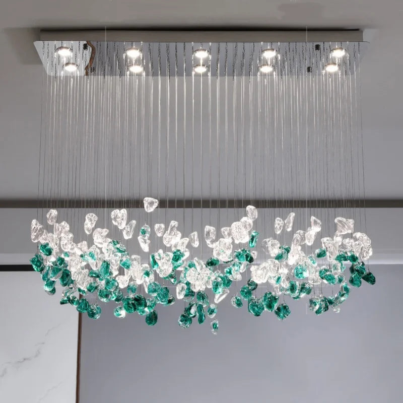 Decorbites™ Glas-Stein-Kronleuchter: Moderne Luxus-LED-Pendantleuchten für Esszimmer-Kunstdekoration