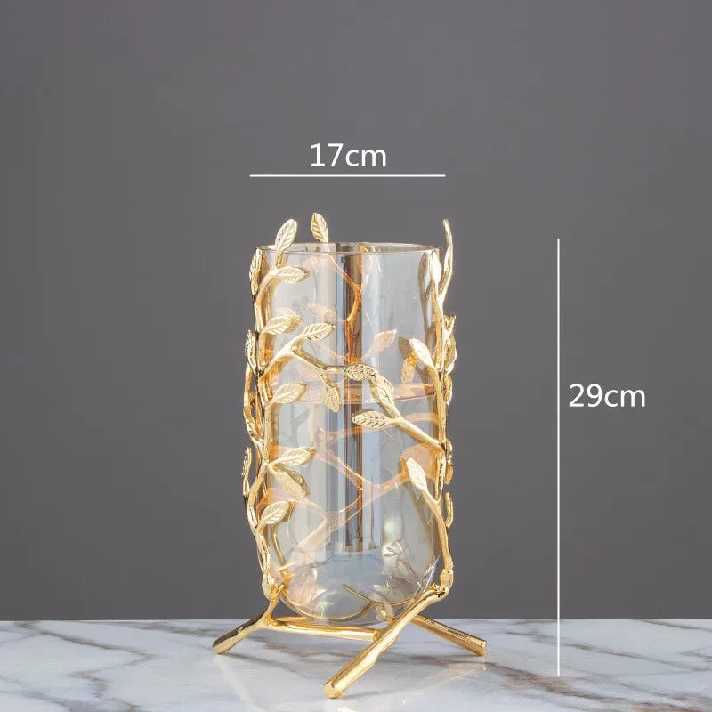 Gold Frame Glass Vase