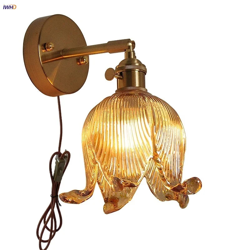 Decorbites™ Loft Bernstein-Glas LED Wandlampe mit Vintage-Drehschalter
