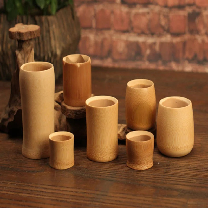 Decorbites™ Bambus-Trinkbecher-Set – Vintage-Stil Holz-Tee-Bier-Milch-Getränkeutensilien