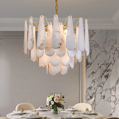 Französisches Marmor-Hängeleuchte Modern Kupfer E14 LED Wassertropfen-Kronleuchter für Wohnzimmer Esszimmer Schlafzimmer Heimdekoration Leuchten