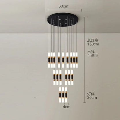 DecorBites™ Crystal LED Chandelier: Luxury Stair Lighting Fixture for Staircase, Minimalist Indoor Hangings