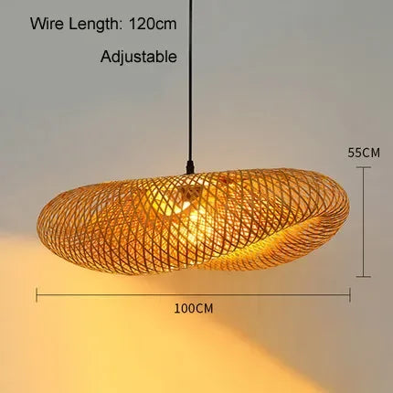 DecorBites™ Bamboo Pendant Light Hand Woven LED Chandelier for Home Decor