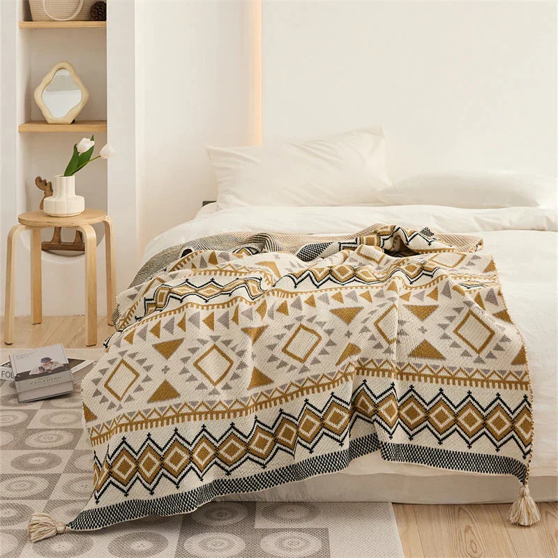 Decorbites™ Ethnische Boho-Decke – Weiche und warme Umhüllung für Frühlings-Picknicks, Camping und Heimdekoration