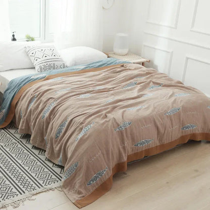 Decorbites™ Baumwoll-Gaze-Handtuch-Wurfdecke - Weiche und gemütliche Bettdecke für alle Jahreszeiten