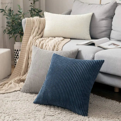 DecorBites™ Corduroy Pillow Cover: Striped Cushion for Sofa Bed - Nordic Home Decor