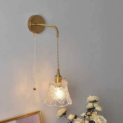 DecorBites™ Glass Clear LED Wall Light Fixture, Modern Copper Wall Lamp