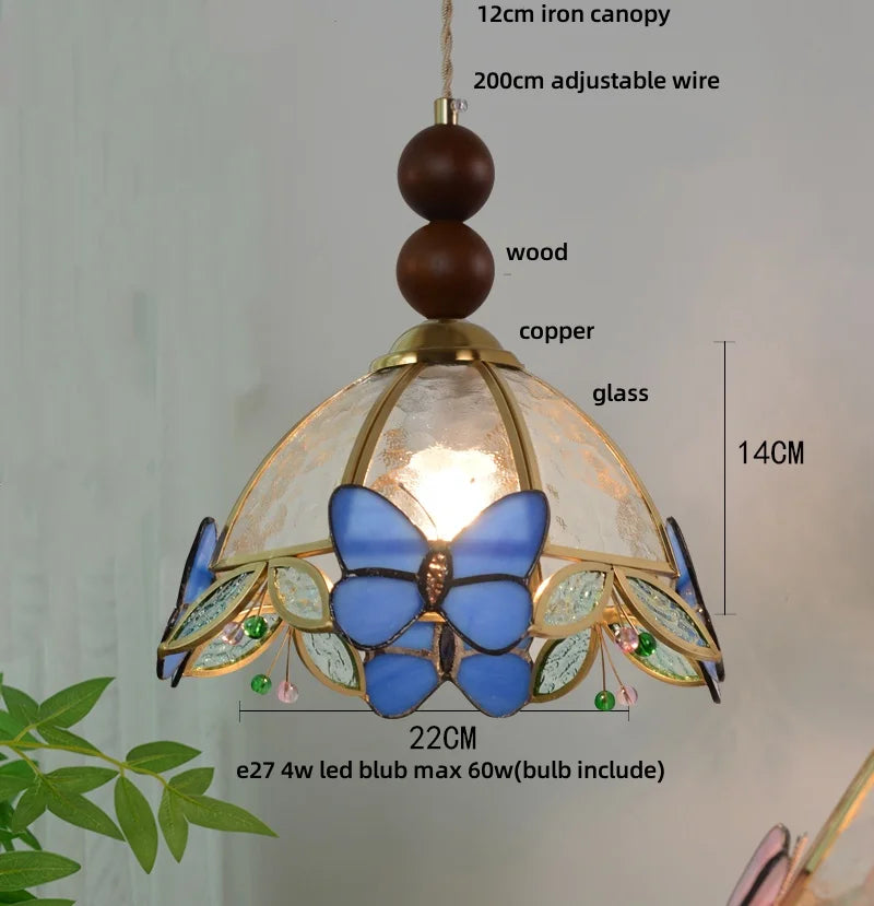 Decorbites™ Klar-Glas-LED-Pendantleuchte Tiffany-Schmetterling Hängelampe