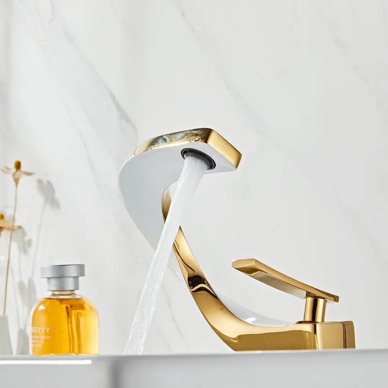 Gold White Basin Faucet
