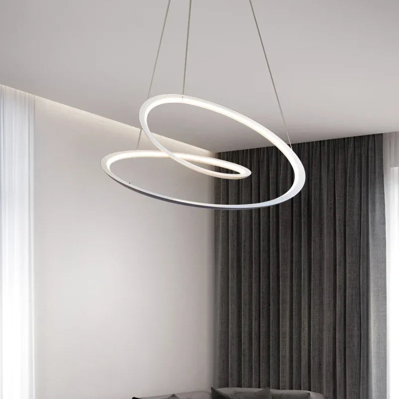 Decorbites™ Kepler Rund LED Kronleuchter für Wohnzimmerdekoration Weißer Pendellampenschirm