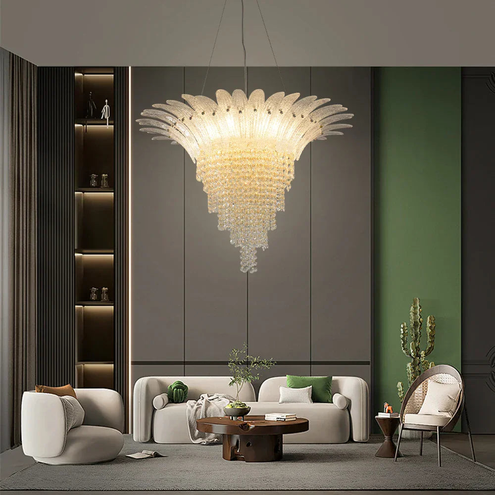 Gold LED Chandelier Light Dia85cm Living Room